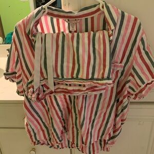 Victorias Secret Candy Striped Pajama Set Shorts Button Up